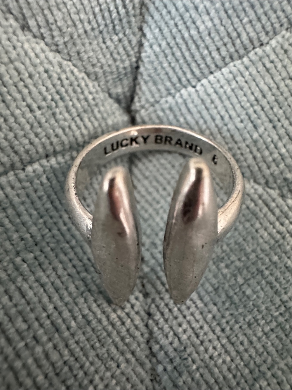 Lucky Brand Silver Tone Sculptural Open Ring Size 6